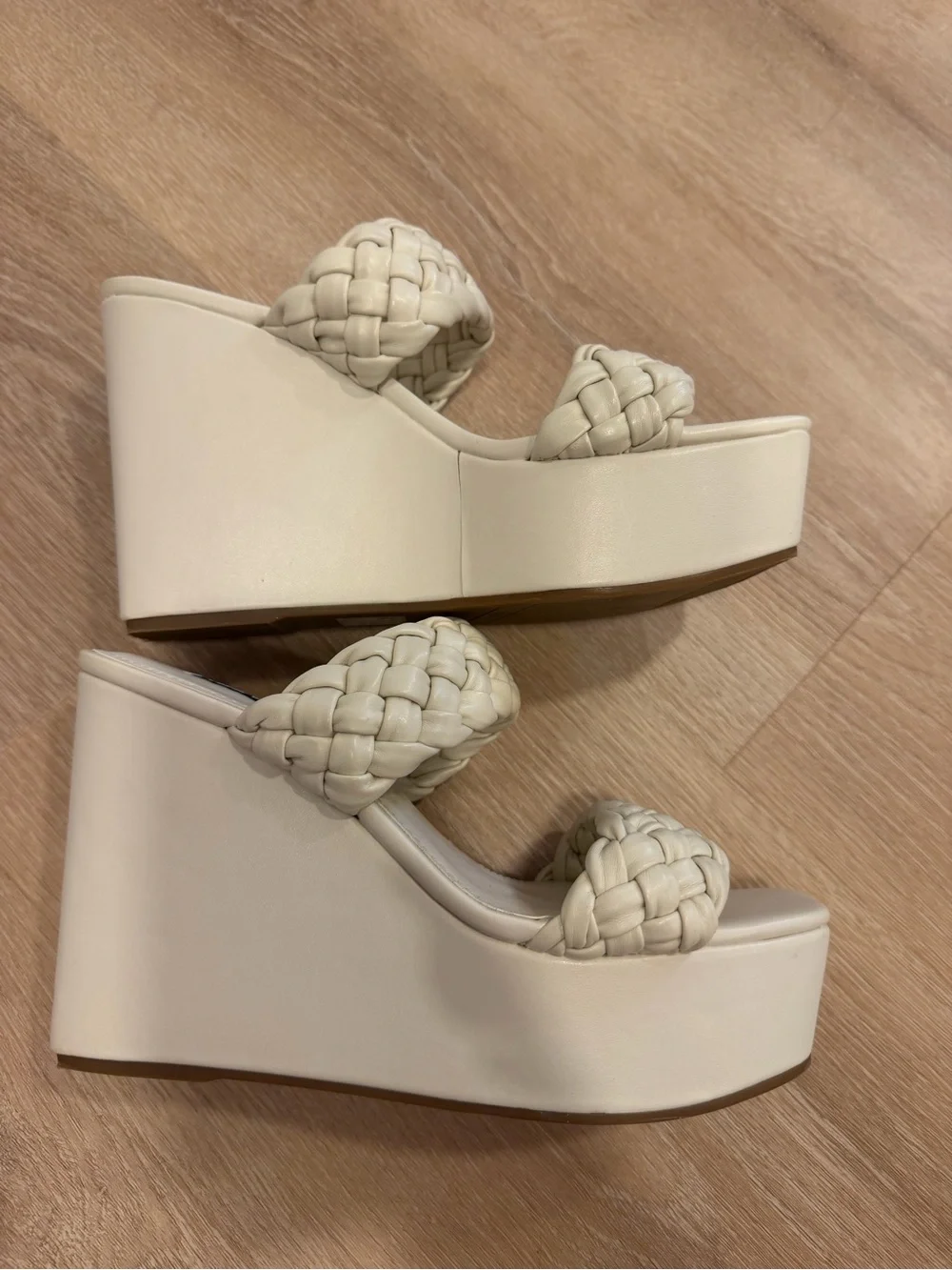 Nine West Cream Braided wedges